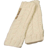 Women's Hand-Knitted Winter Hat Scarf and Hand Warmer Set with Inga Button Design Luxurious Acrylic Adjustable Fit Elegant Brown and Cream by Sock Stack HAND WARMERS / CREAM Hats