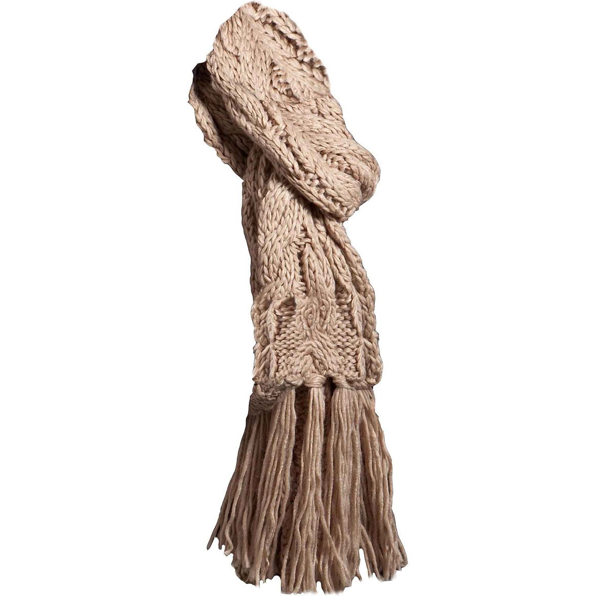 Women's Hand-Knitted Winter Hat Scarf and Hand Warmer Set with Inga Button Design Luxurious Acrylic Adjustable Fit Elegant Brown and Cream by Sock Stack SCARF / BROWN Hats