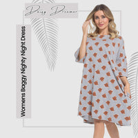 Women's Highland Cow Cream Baggy Nighty Dress Oversized T-Shirt Nighties 100% Cotton Short Sleeved Nightshirt for Ladies by Daisy Dreamer HIGHLAND COW Night Dress