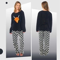 Women's Highland Cow Thermal Fleece Pyjamas Set Soft Warm Winter PJs Animal Print Loungewear Sleepwear Long Sleeve Top and Bottom by Daisy Dreamer Pyjamas