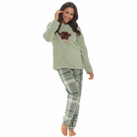 Women's Highland Cow Warm Soft Fleece Pyjama Set Cozy Loungewear PJs by Daisy Dreamer Pyjamas
