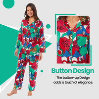 Women's Jaguar Jungle Leopard Print Long Pyjama Set Button Up Soft Breathable Viscose Loungewear Sleepwear Relaxing PJ Set by Daisy Dreamer Pyjamas