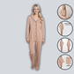 Women's Natural Pyjama Set Soft Touch Long Sleeve Button-Up Top & Bottoms Two-Piece Nightwear by Daisy Dreamer Pyjamas