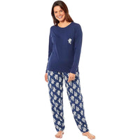 Women's Navy Tiger Print Polar Fleece Pyjama Set Soft Comfortable Loungewear Long Sleeve Top Elasticated Bottoms Stylish Gift Nightwear by Daisy Dreamer NAVY TIGER / S Pyjamas