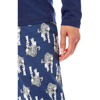 Women's Navy Tiger Print Polar Fleece Pyjama Set Soft Comfortable Loungewear Long Sleeve Top Elasticated Bottoms Stylish Gift Nightwear by Daisy Dreamer Pyjamas