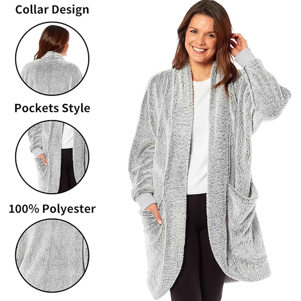 Women's Shimmer Grey Soft Touch Cardi Gown Luxury House Coat Elegant Loungewear Cozy Fit Robe Versatile Stylish Homewear by Daisy Dreamer Robe