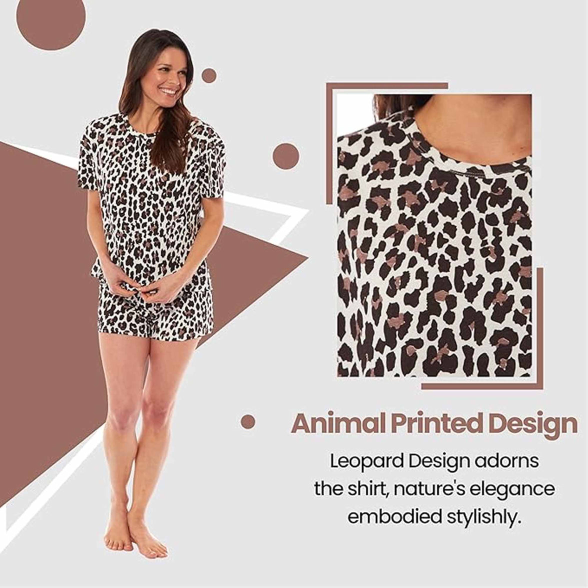 Women's Short Cotton Pyjama Set with Leopard and Zebra Prints Breathable Comfortable Loungewear Sleepwear in Multiple Sizes by Daisy Dreamer Pyjamas