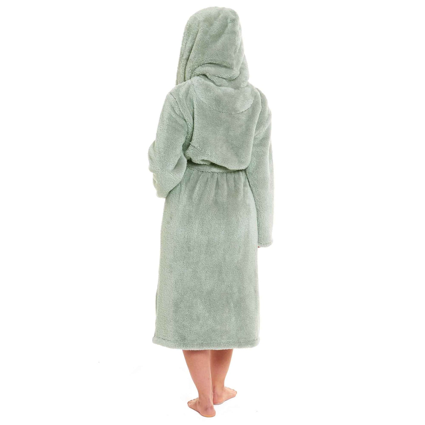 Women's Snuggle Fleece Touch Hooded Robe Luxurious Soft Loungewear Cosy Durable Dressing Gown UK Sizes 8-22 Green Grey Pink Green by Daisy Dreamer Robe
