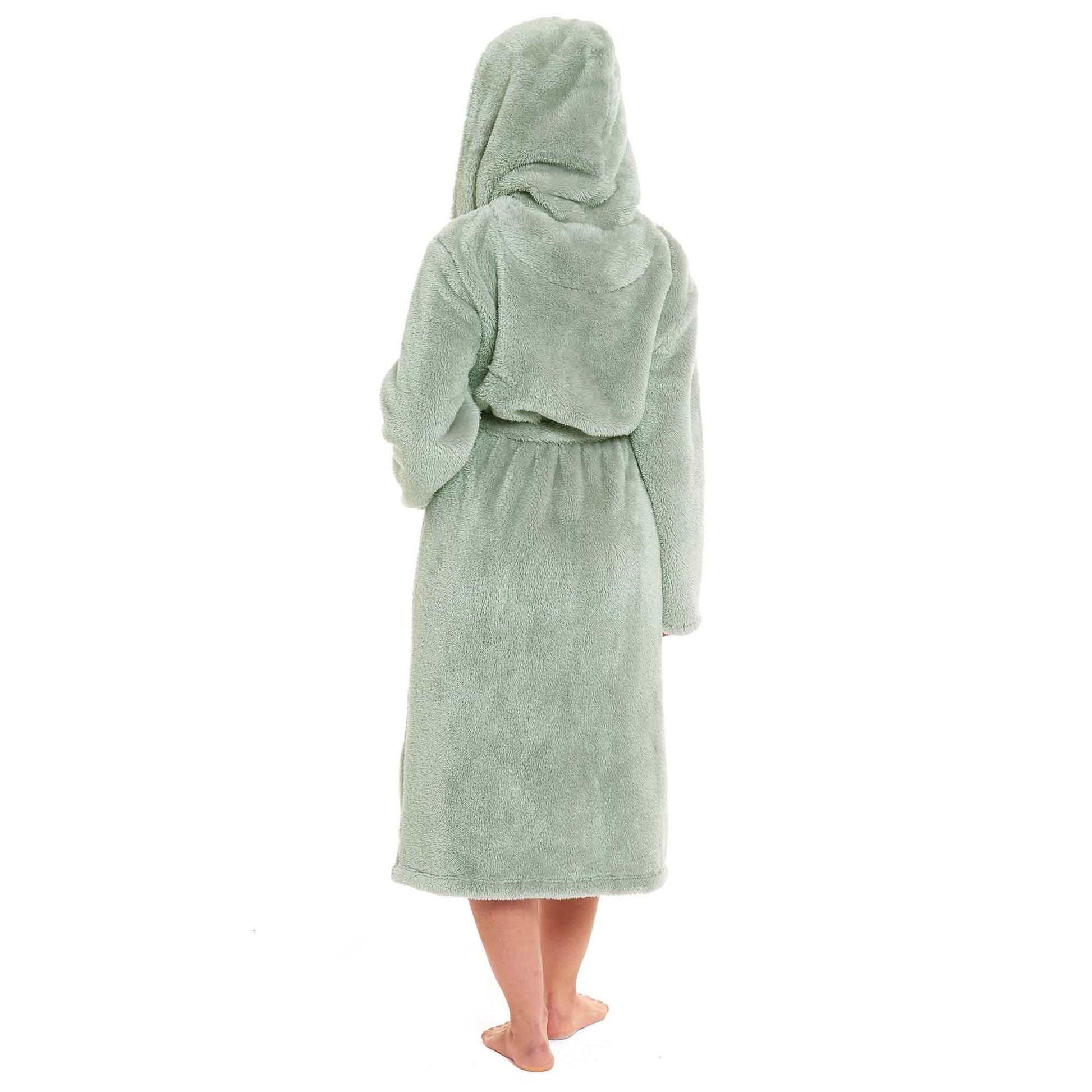 Women's Snuggle Fleece Touch Hooded Robe Luxurious Soft Loungewear Cosy Durable Dressing Gown UK Sizes 8-22 Green Grey Pink Green by Daisy Dreamer Robe