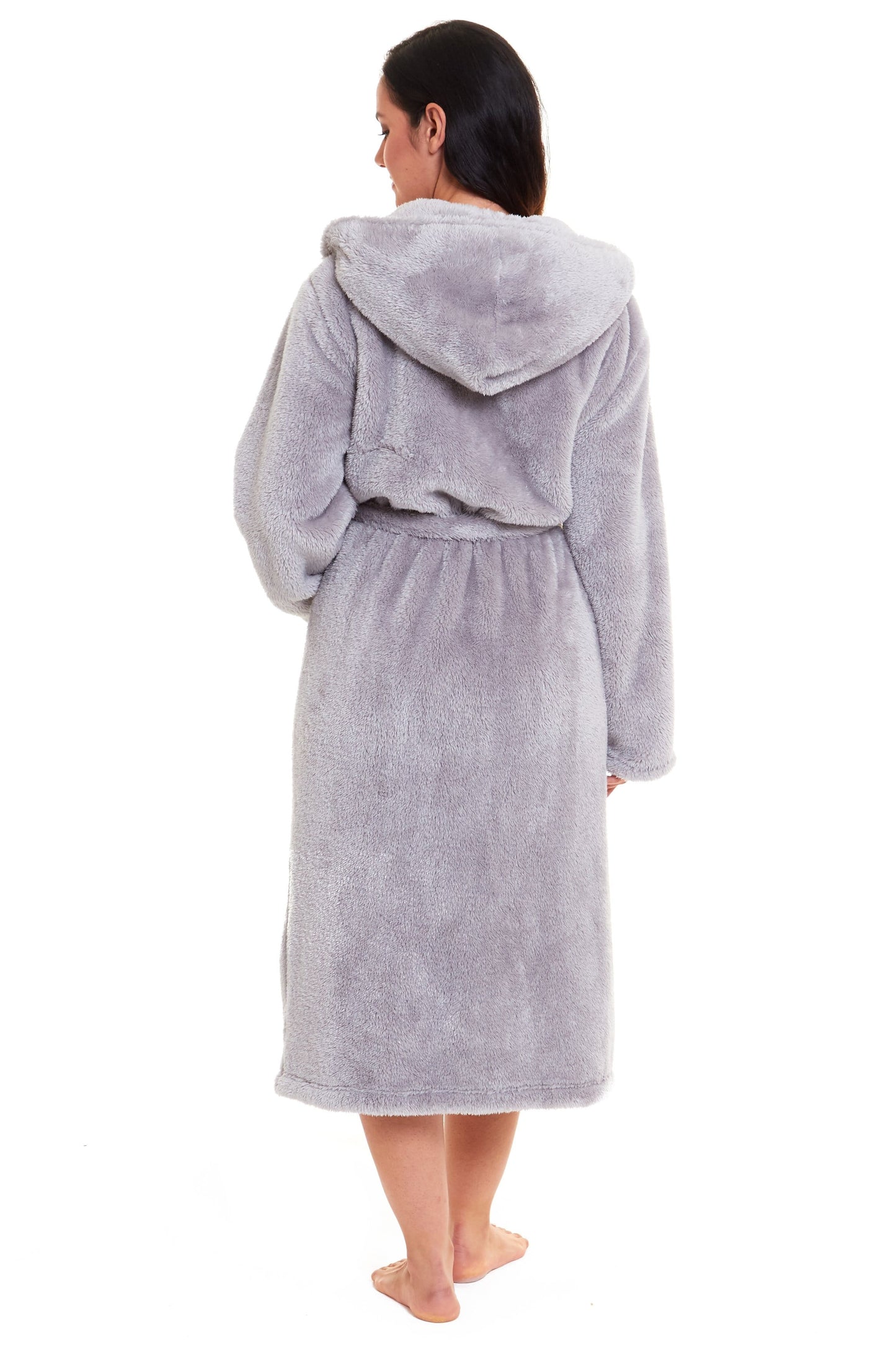 Women's Snuggle Fleece Touch Hooded Robe Luxurious Soft Loungewear Cosy Durable Dressing Gown UK Sizes 8-22 Green Grey Pink Green by Daisy Dreamer Robe