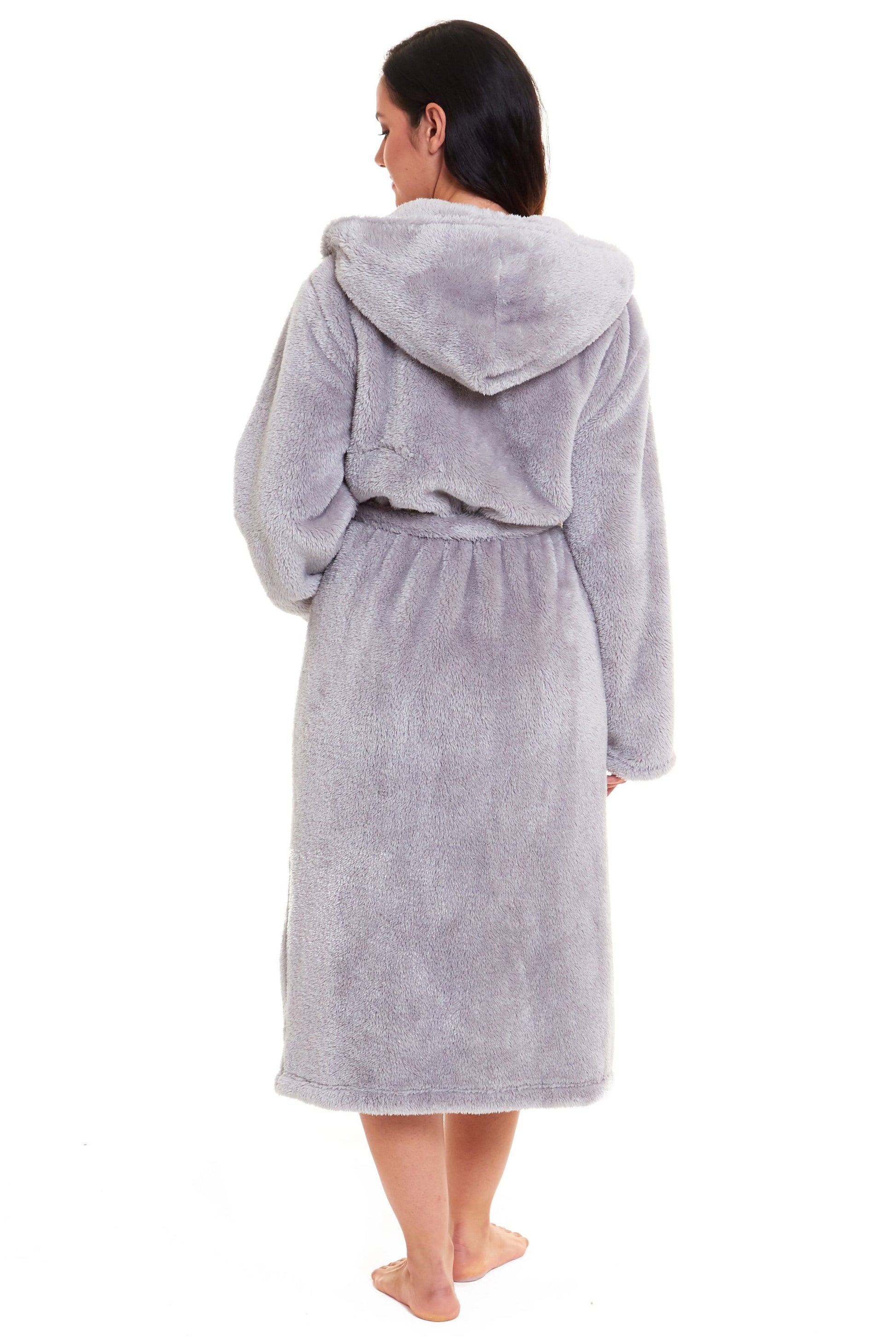 Women's Snuggle Fleece Touch Hooded Robe Luxurious Soft Loungewear Cosy Durable Dressing Gown UK Sizes 8-22 Green Grey Pink Green by Daisy Dreamer Robe
