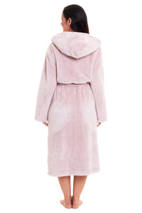 Women's Snuggle Fleece Touch Hooded Robe Luxurious Soft Loungewear Cosy Durable Dressing Gown UK Sizes 8-22 Green Grey Pink Green by Daisy Dreamer Robe