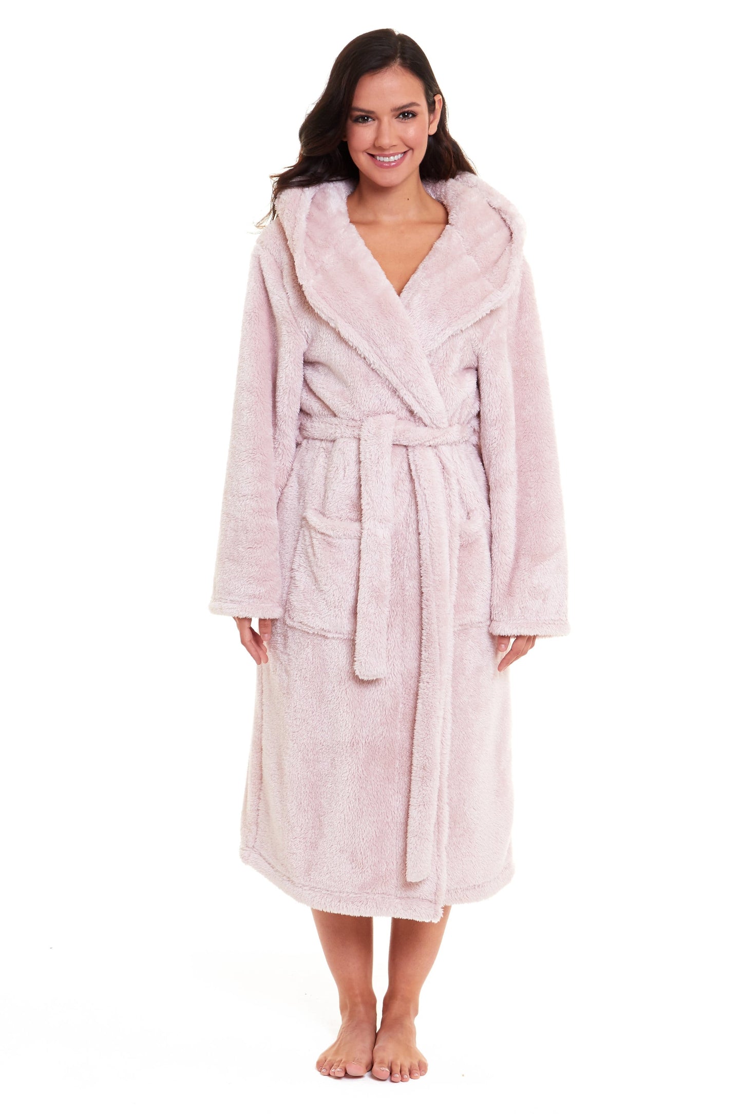 Women's Snuggle Fleece Touch Hooded Robe Luxurious Soft Loungewear Cosy Durable Dressing Gown UK Sizes 8-22 Green Grey Pink Green by Daisy Dreamer Robe