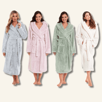 Women's Snuggle Fleece Touch Hooded Robe Luxurious Soft Loungewear Cosy Durable Dressing Gown UK Sizes 8-22 Green Grey Pink Green by Daisy Dreamer Robe