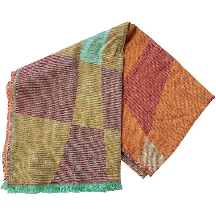 Women's Soft Woven Winter Scarves Lightweight Cozy Acrylic Wraps in Vibrant Orange Yellow Multi and Purple Red Multi by Sock Stack ORANGE/YELLOW Scarves