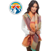 Women's Soft Woven Winter Scarves Lightweight Cozy Acrylic Wraps in Vibrant Orange Yellow Multi and Purple Red Multi by Sock Stack Scarves