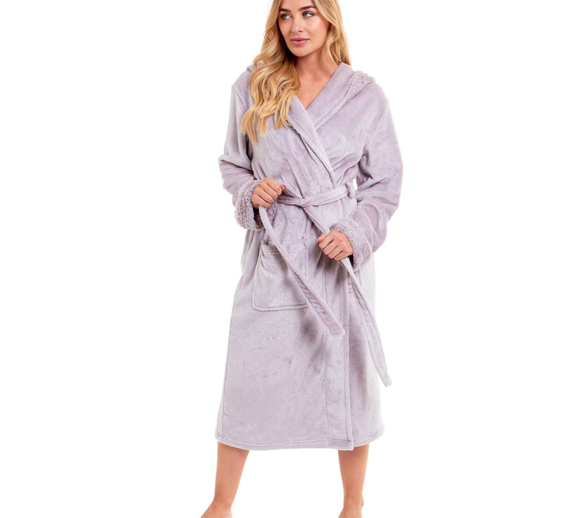 Daisy Dreamer Women's Faux Fur Hooded Robe Plush Fleece | Sock Stack