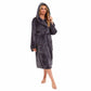 Women's Super Soft Plush Fleece Hooded Bathrobe Fluffy Velvet Loungewear Long Sleeve Cosy Winter Dressing Gown Spa Essential by Daisy Dreamer CHARCOAL / S Robe