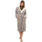 Women's Super Soft Plush Fleece Hooded Bathrobe Fluffy Velvet Loungewear Long Sleeve Cosy Winter Dressing Gown Spa Essential by Daisy Dreamer SILVER/SHERPA HOOD / S Robe