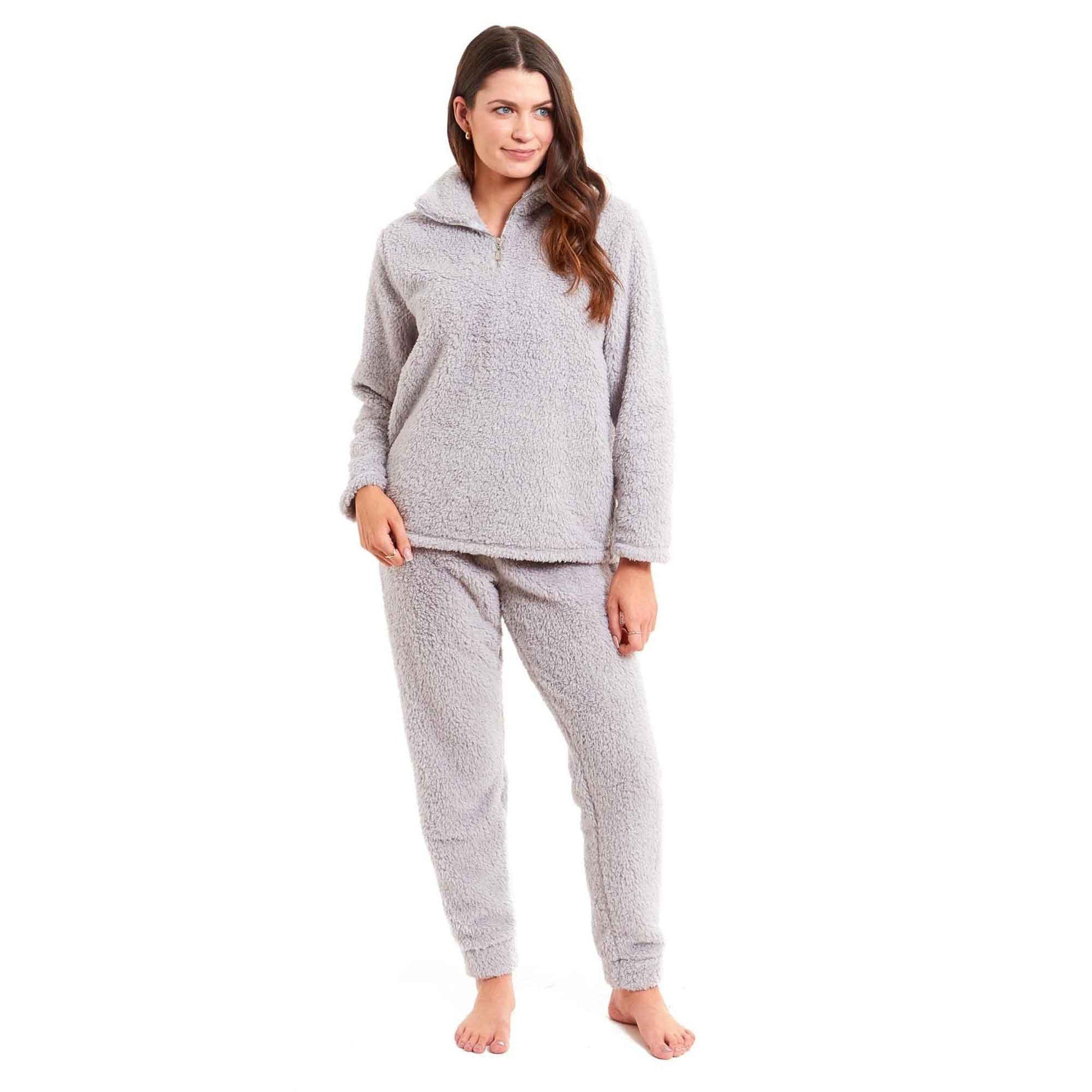 Women's Super Soft Teddy Fleece Loungewear Set Cozy Elasticated