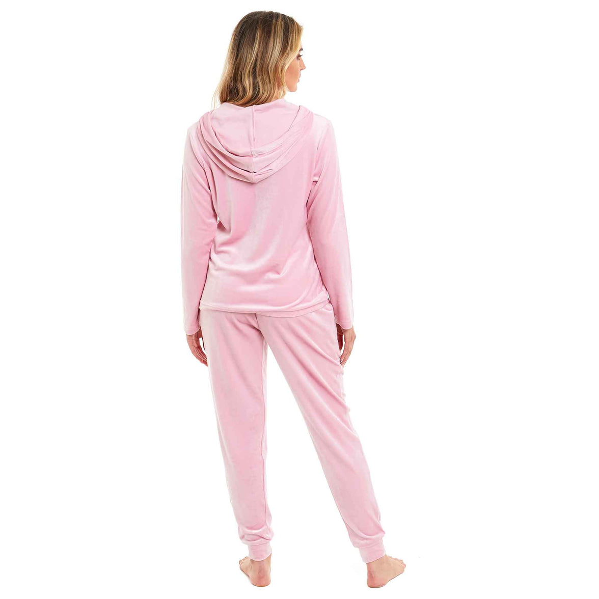 Women's Super Soft Velour Hooded Pyjama Set Comfortable Fleece Loungewear for Lounging Sleeping Pajama Parties in Pink Grey by Daisy Dreamer Pyjamas