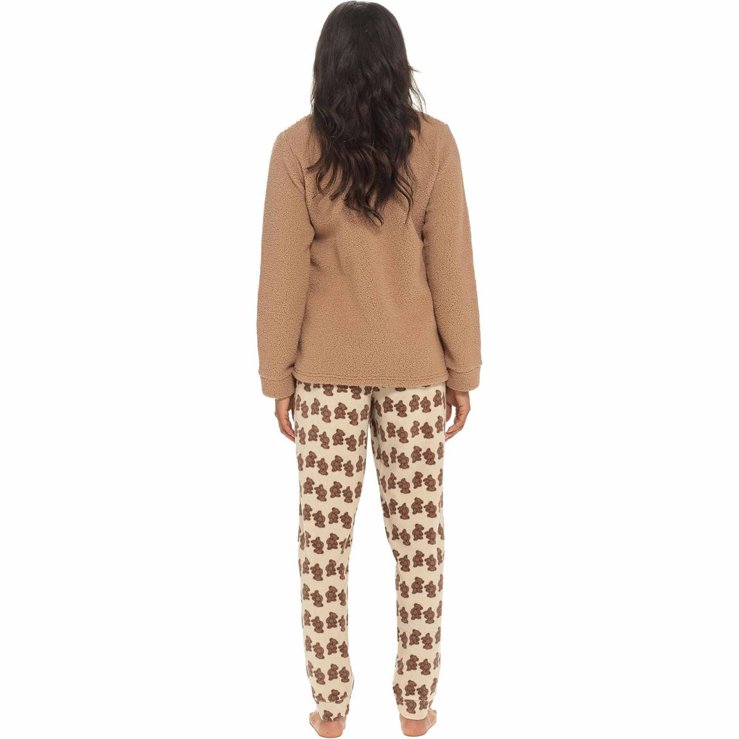 Women's Teddy Bear Warm Soft Fleece Pyjama Set Cozy Loungewear PJs by Daisy Dreamer Pyjamas