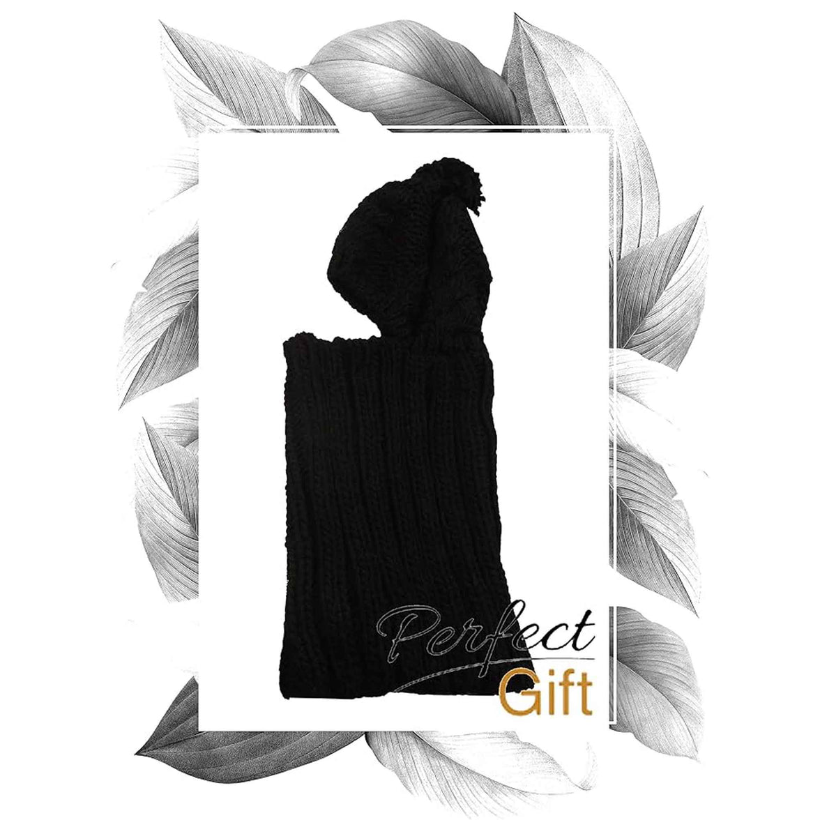Women's Thermal Beanie Hat with Cable Knit Design and Pom Pom 2-In-1 Snood Scarf Winter Accessory in Cream Pink Black Grey Sock Stack Hats