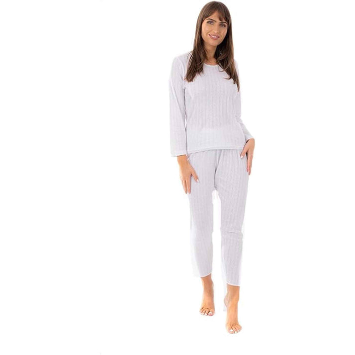 Women's Thermal Long Sleeve Top and Pants Set Winter Base Layers Warm Insulating Cotton Rich Fabric Sizes S to XXL Multiple Colors by Heatwave Thermalwear WHITE / 10-12 Thermal Underwear