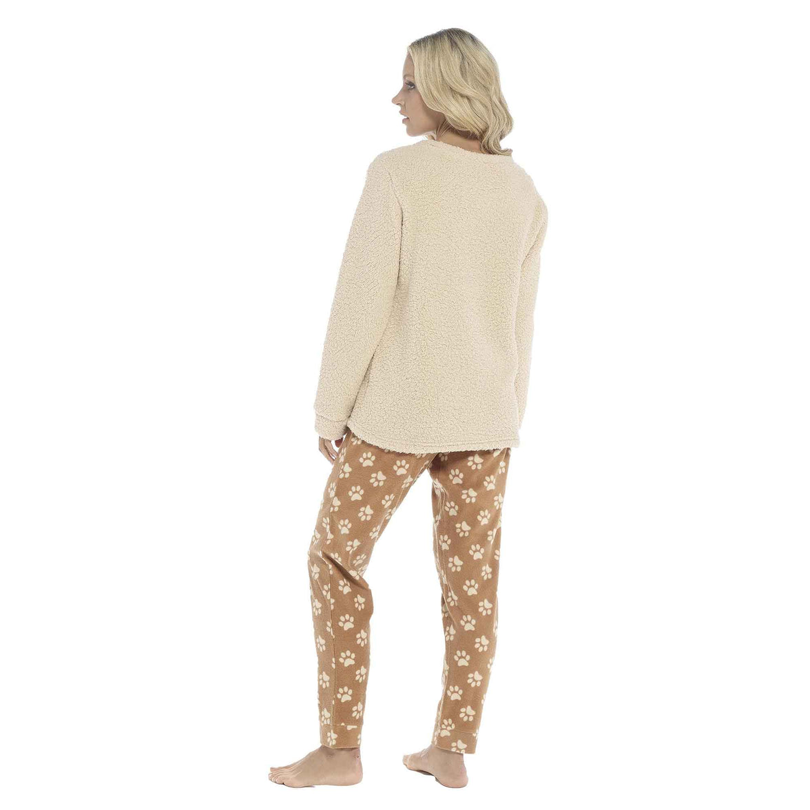Women's Ultra-Soft Fleece Dog Snuggle Pyjama Set with Elasticated Patterned Pants Cozy Long Sleeve Top Winter Loungewear Sleepwear UK Sizes 8-22 by Daisy Dreamer Pyjamas