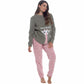 Women's Ultra-Soft Giraffe Snuggle Fleece Pyjama Set with Long Sleeve Top and Elasticated Bottoms for Lounging and Sleepwear by Daisy Dreamer Pyjamas