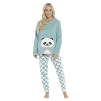 Women's Ultra-Soft Panda Snuggle Fleece Pyjama Set with Long Sleeve Top and Elasticated Bottoms for Lounging and Sleepwear by Daisy Dreamer Pyjamas