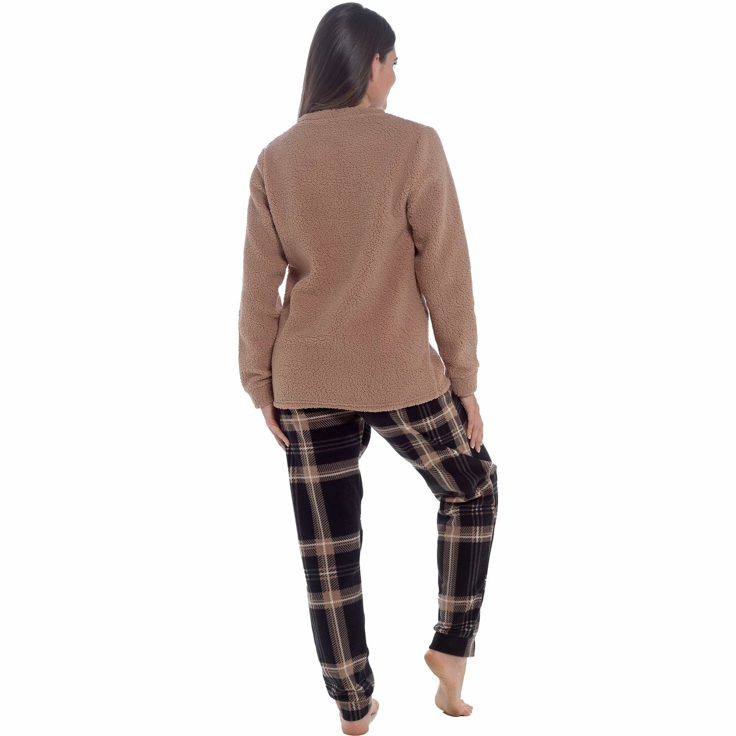 Women's Ultra-Soft Penguin Snuggle Fleece Pyjama Set with Long Sleeve Top and Elasticated Bottoms for Lounging and Sleepwear by Daisy Dreamer Pyjamas