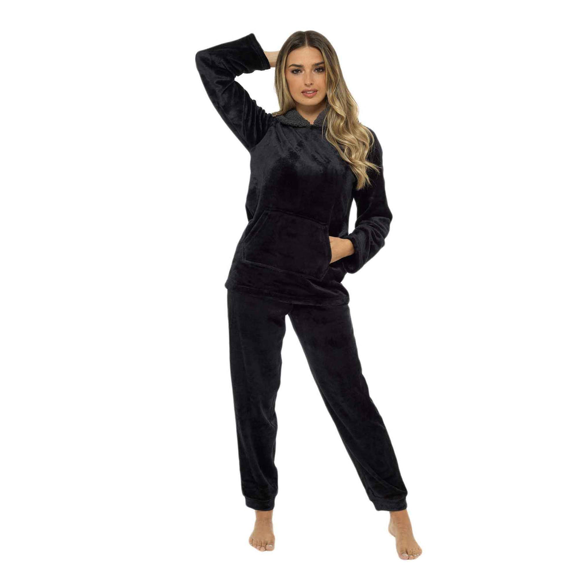 Women's Ultra-Soft Plush Fleece Hooded Pajama Set Cozy Winter Nightwear Warm Loungewear for Home Relaxation by Daisy Dreamer Pyjamas