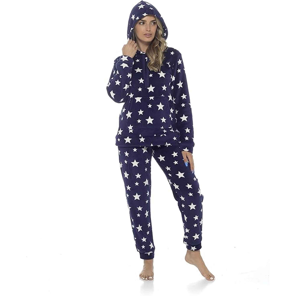 Women's Ultra-Soft Plush Fleece Hooded Pyjama Set with Star Design Cozy Nightwear Stretchable Loungewear Ideal Gift Multiple Sizes and Colors by Daisy Dreamer Pyjamas