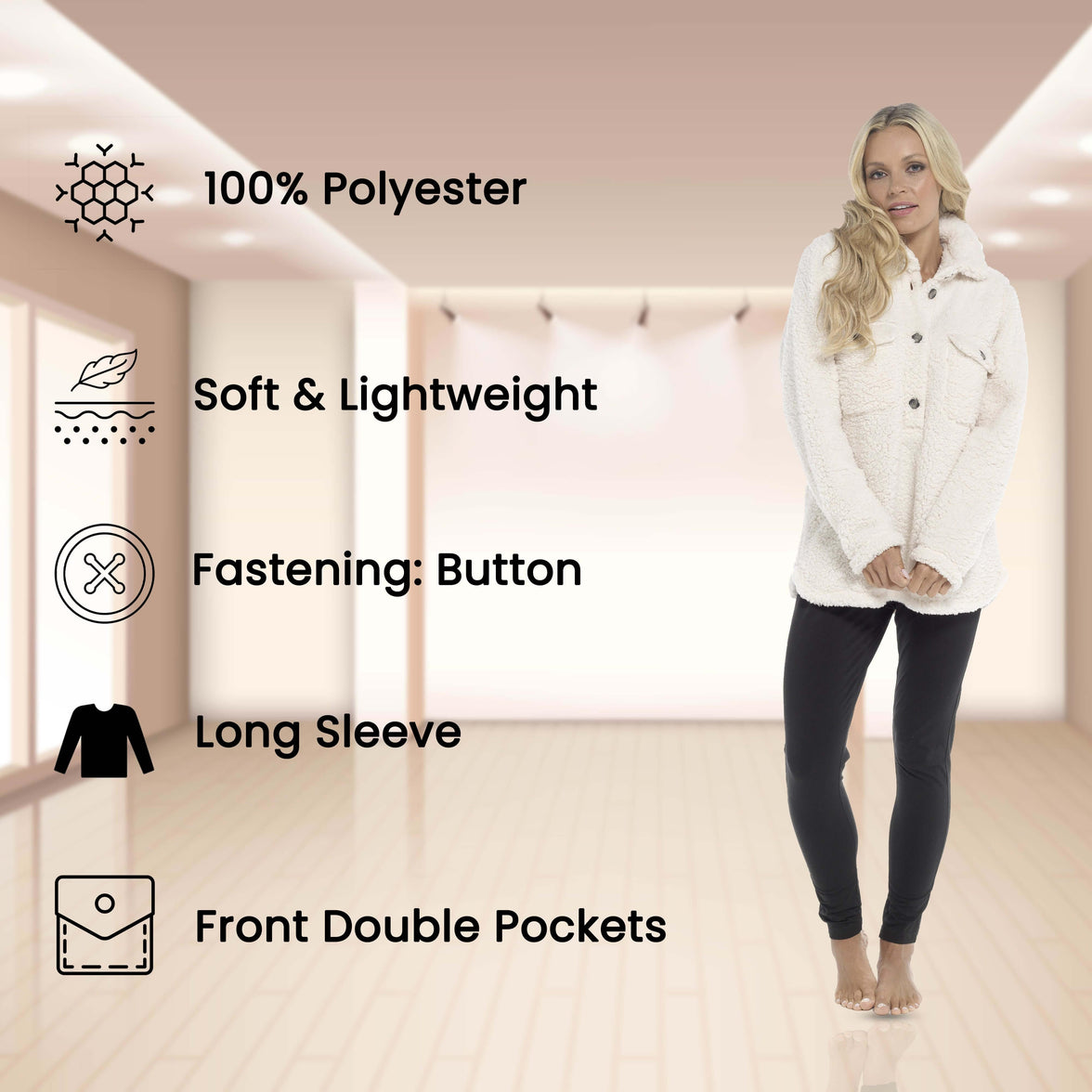 Women's Ultra-Soft Sherpa Lounge Set Long Sleeve Top and Leggings with Double Pockets Cozy Pajamas for Chilly Days Multiple Sizes Daisy Dreamer Pyjamas