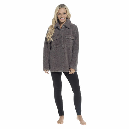 Women's Ultra-Soft Sherpa Lounge Set Long Sleeve Top and Leggings with Double Pockets Cozy Pajamas for Chilly Days Multiple Sizes Daisy Dreamer SMALL | UK 8-10 / CHARCOAL Pyjamas