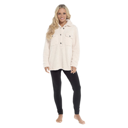 Women's Ultra-Soft Sherpa Lounge Set Long Sleeve Top and Leggings with Double Pockets Cozy Pajamas for Chilly Days Multiple Sizes Daisy Dreamer SMALL | UK 8-10 / CREAM Pyjamas