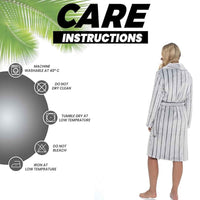 Women's Ultra Soft Velvet Fleece Hooded Bathrobe with Shawl Collar Shadow Stripe Design Grey and Charcoal All Sizes by Daisy Dreamer Robe