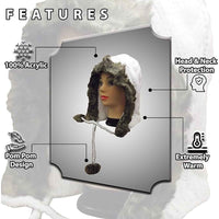 Women's Winter Chunky Knit Hood Hat with Faux Fur Trim and Pom Poms Warm Acrylic One Size Fits All in Cream Beige and Black by Sock Stack Hats