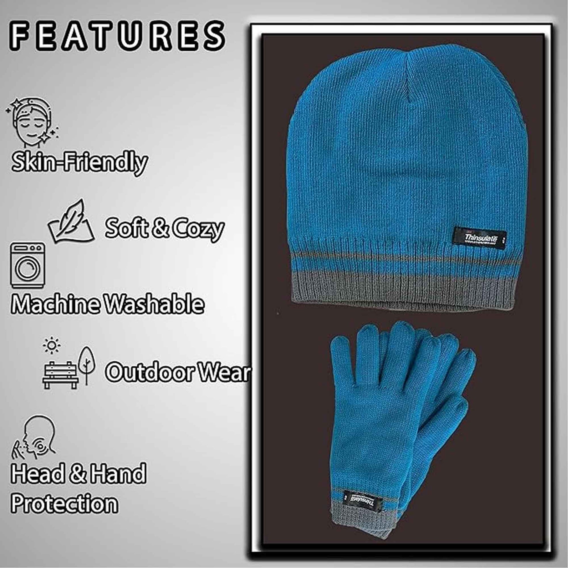 Women's Winter Hat and Gloves Set with 3M Thinsulate Insulation and Stylish Stripe Design in Multiple Colors for Warmth and Comfort by Sock Stack Hats