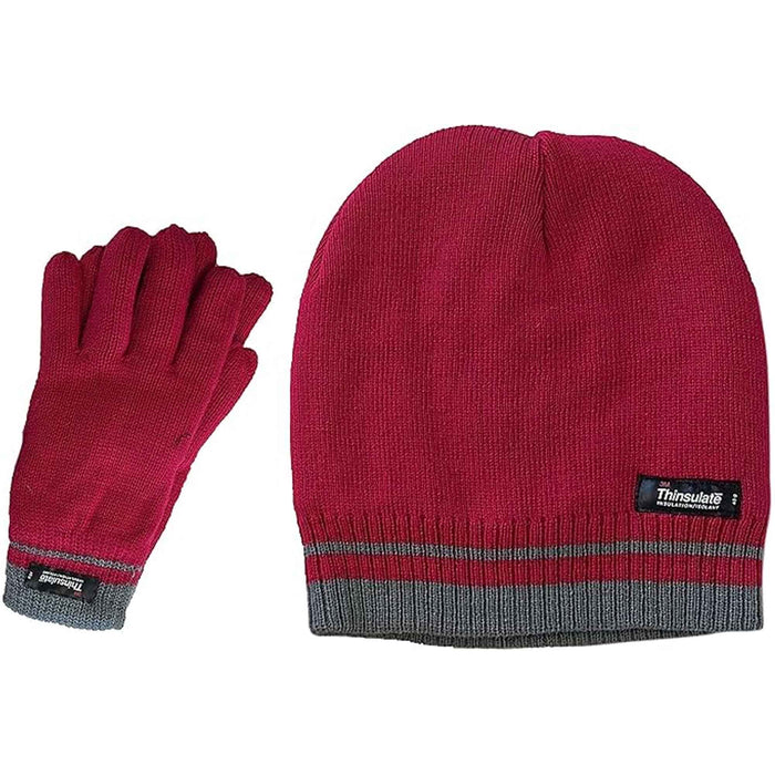 Women's Winter Hat and Gloves Set with 3M Thinsulate Insulation and Stylish Stripe Design in Multiple Colors for Warmth and Comfort by Sock Stack PINK Hats