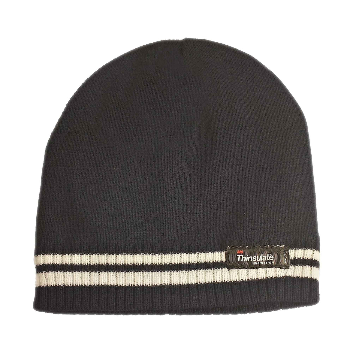 Women's Winter Thermal Beanie Hat with Striped Design and 3M Thinsulate Insulation Warm Acrylic Knit Cap for Cold Weather Fashion Black Red Navy Purple by Sock Stack NAVY Hats