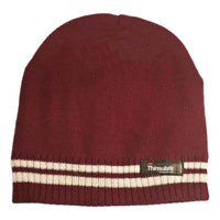 Women's Winter Thermal Beanie Hat with Striped Design and 3M Thinsulate Insulation Warm Acrylic Knit Cap for Cold Weather Fashion Black Red Navy Purple by Sock Stack RED Hats