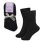 Womens Cosy Socks 4 Pairs Ultra Soft Warm & Fluffy Black Sleep bed Sock with Thermal Insulation for Indoor Loungewear UK Size 4-8 by Sock Stack Black Socks