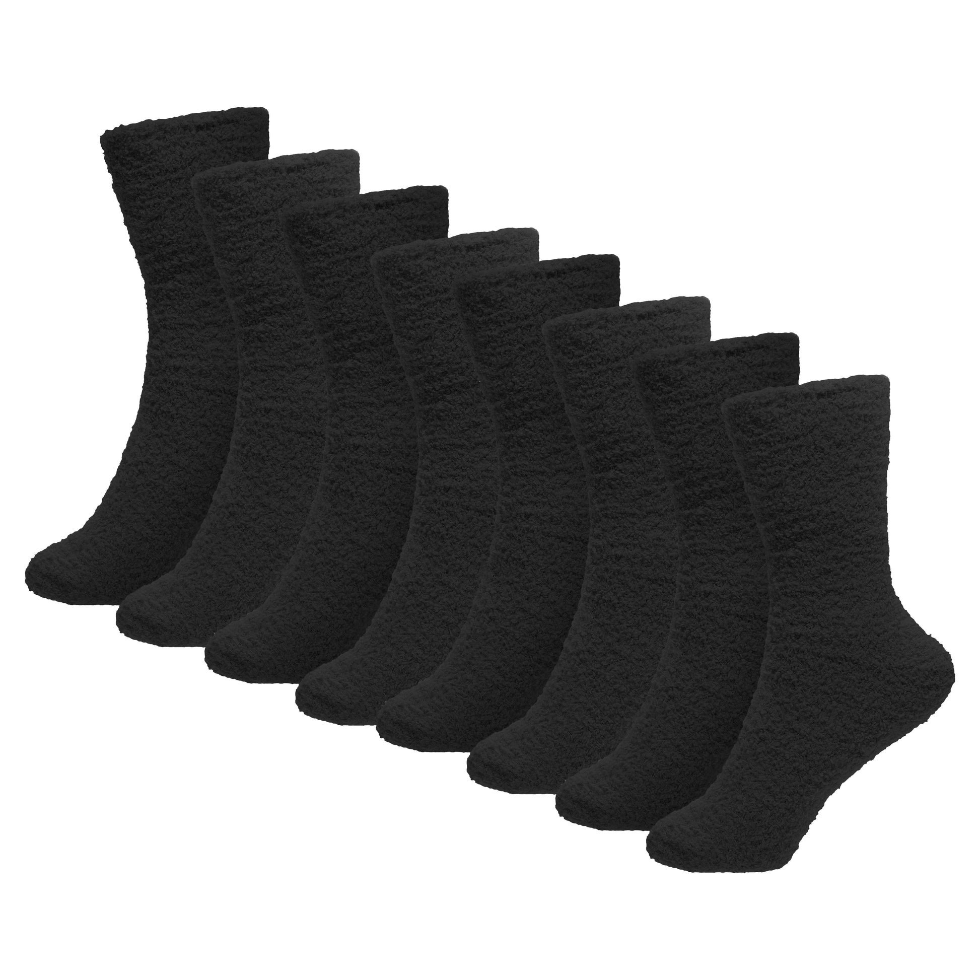 Womens Cosy Socks 4 Pairs Ultra Soft Warm & Fluffy Black Sleep bed Sock with Thermal Insulation for Indoor Loungewear UK Size 4-8 by Sock Stack Black Socks