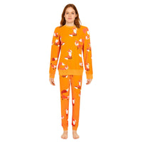 Womens Printed Fleece Pyjama Set Soft & Warm Sleepwear Loungewear Nightwear Long Sleeve Top Ladies Animal Print Pjs by Daisy Dreamer Fox / S Pyjama set