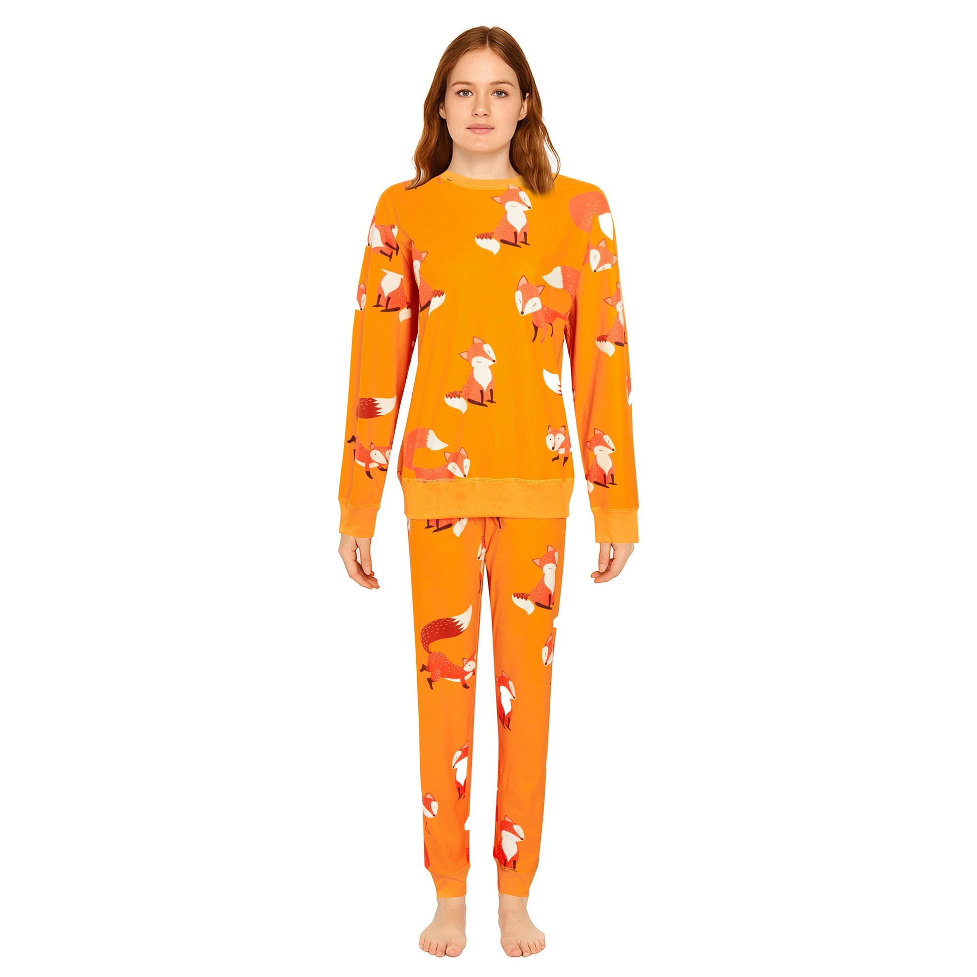 Womens Printed Fleece Pyjama Set Soft & Warm Sleepwear Loungewear Nightwear Long Sleeve Top Ladies Animal Print Pjs by Daisy Dreamer Fox / S Pyjama set