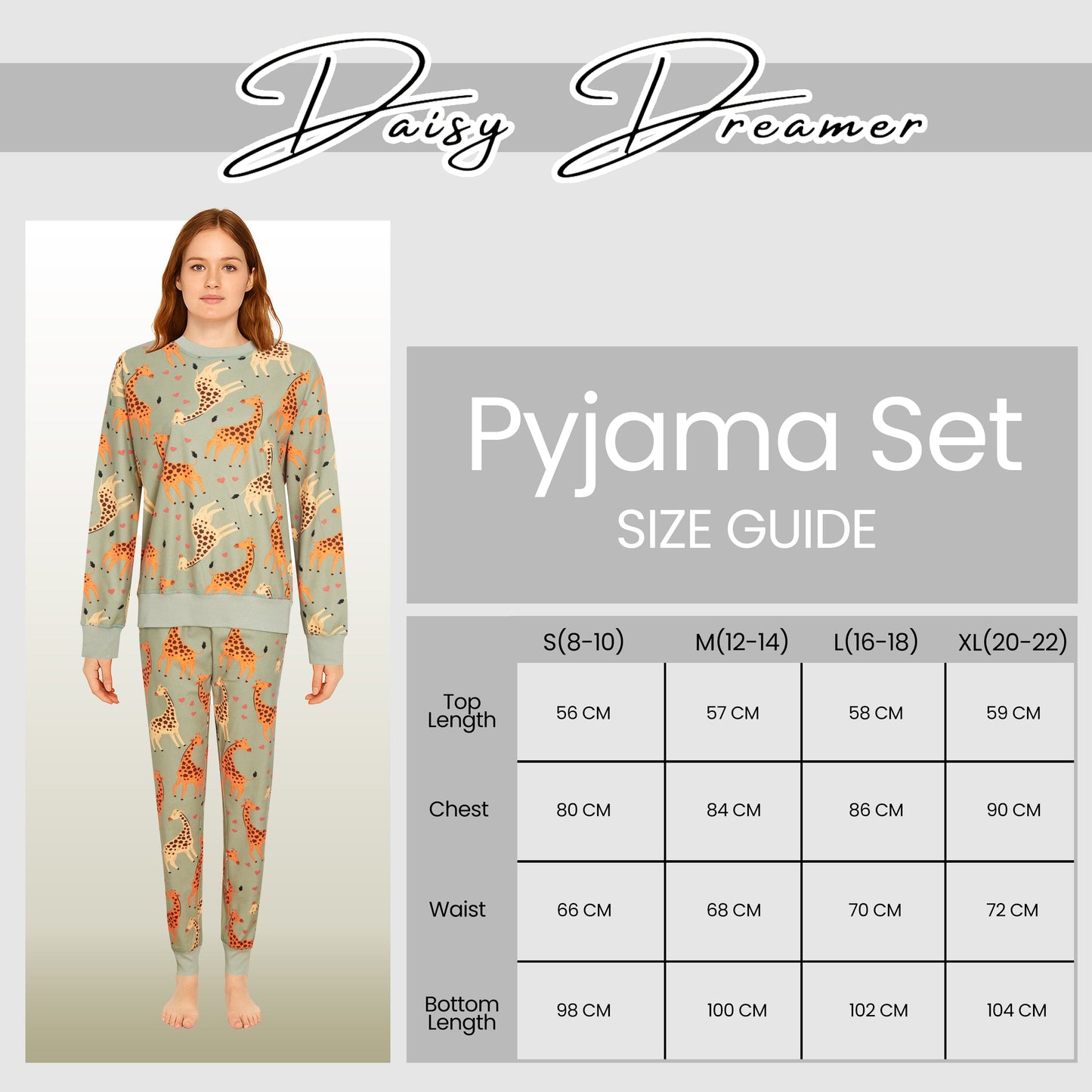 Womens Printed Fleece Pyjama Set Soft & Warm Sleepwear Loungewear Nightwear Long Sleeve Top Ladies Animal Print Pjs by Daisy Dreamer Pyjama set