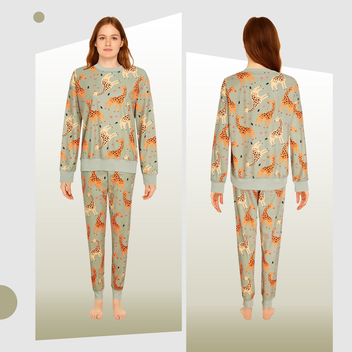 Womens Printed Fleece Pyjama Set Soft & Warm Sleepwear Loungewear Nightwear Long Sleeve Top Ladies Animal Print Pjs by Daisy Dreamer Pyjama set