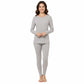 Womens Thermal Underwear Set Fleece Lined Long Sleeve Top & Bottom Warm Base Layer for Winter Outdoor Sports by Heatwave Thermalwear Marl Grey / UK 10-12 (EU 38-40) Thermal Underwear